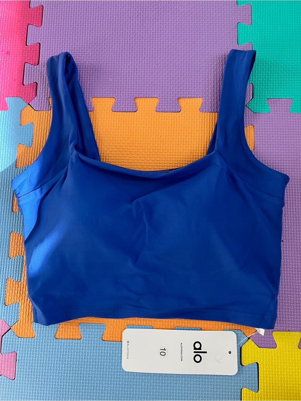ALO Yoga Royal Blue Scoop Neck Crop Tank